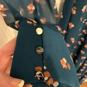 Dkny | Dresses | Nwt Dkny Dark Teal Peachtan Pattern Chiffon Type Long  Sleeve Dress Size 2 | Poshmark